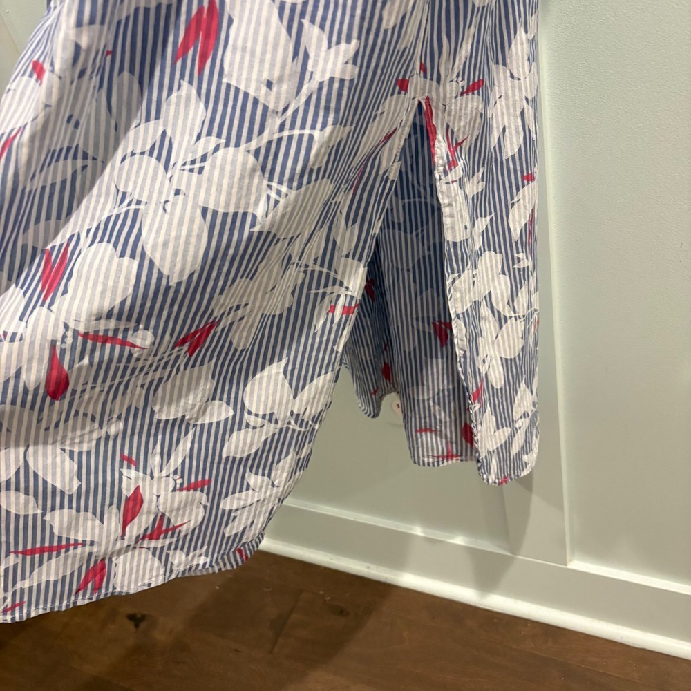 Southern Tide Cabana Cover Up Shirtdress Medium Blue White‎ Floral Stripe Beach - Picture 6 of 15
